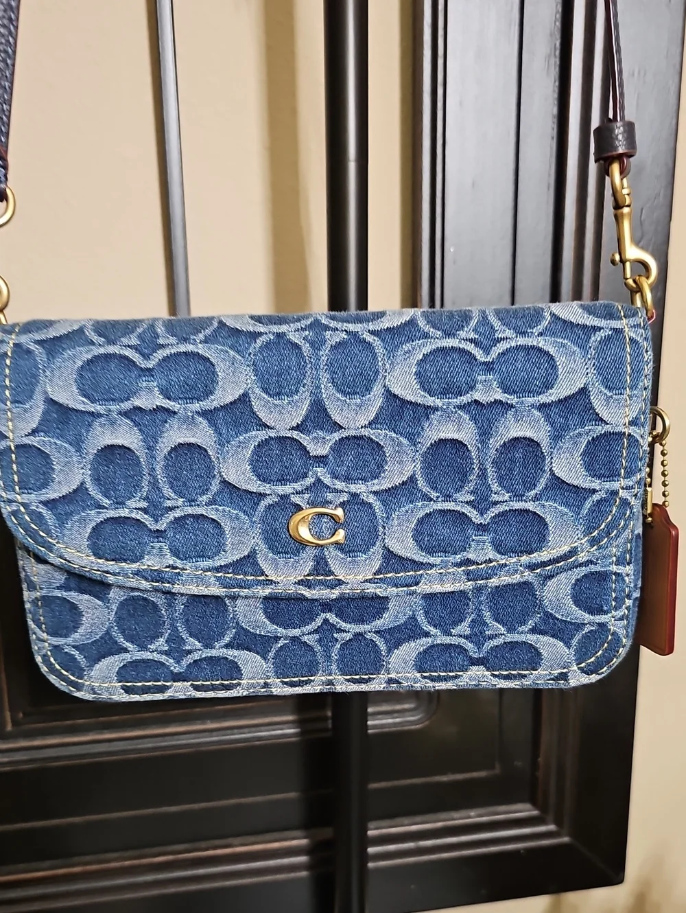 Coach Denim Blue Monogram Signature Crossbody Bag